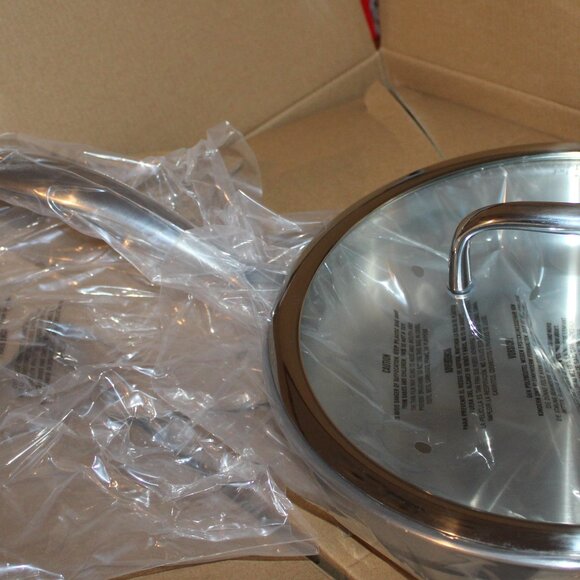 Pampered Chef Stainless Steel 10" Skillet Frying Pan with Cover 2 1/4 Quart NIB - Picture 7 of 7